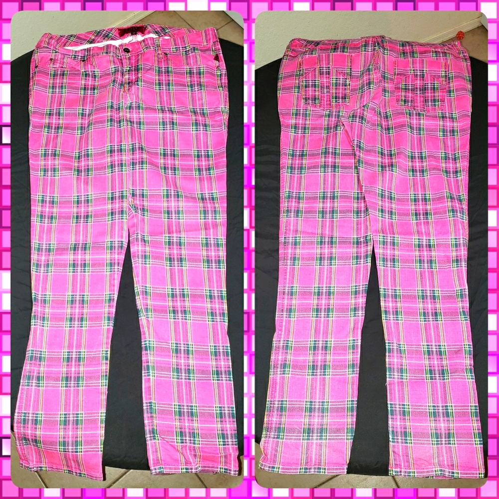 TORRID TRIPP NYC PINK PLAID STRETCH SKINNY JEAN 16